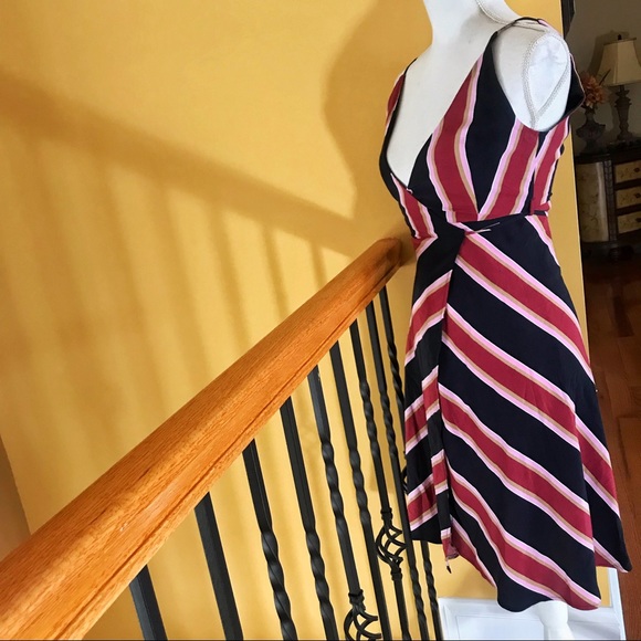 TOPSHOP RETRO STRIPE WRAP DRESS P US 0 EXTRA SMALL - Picture 3 of 4
